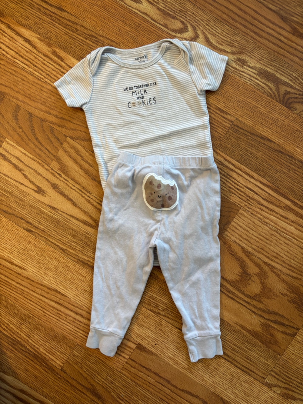 Carter’s 12M Milk and Cookies Onesie And Pants Set